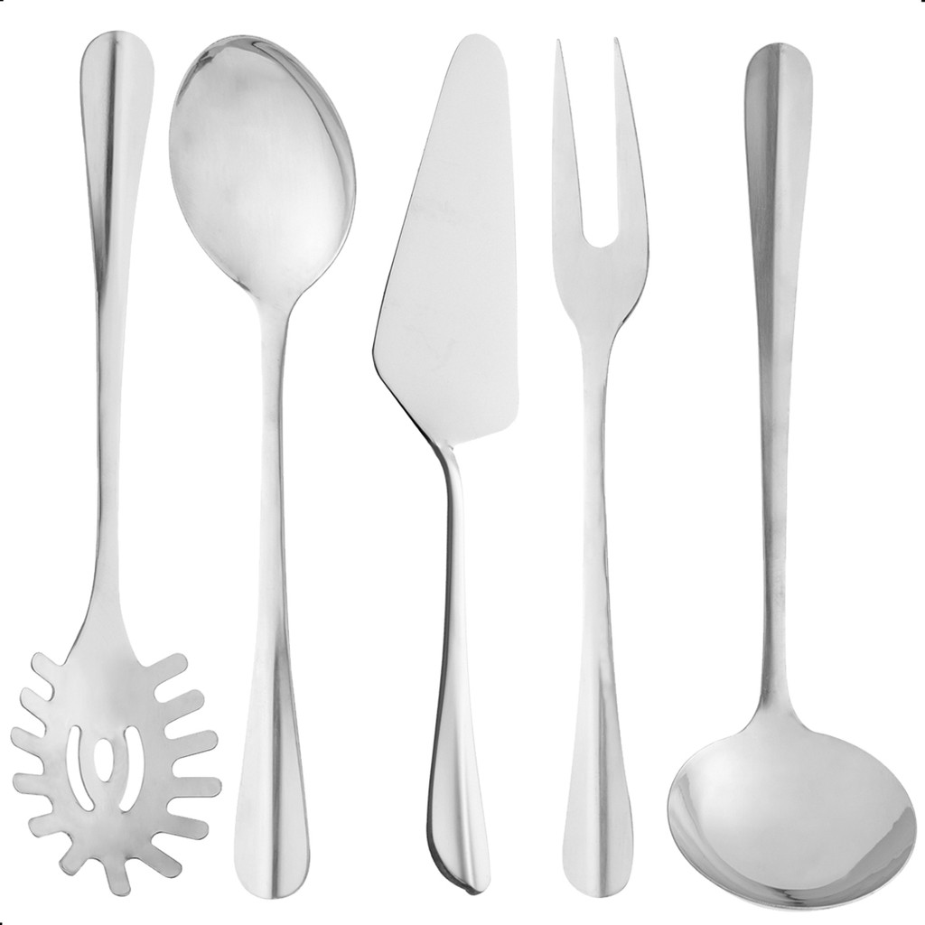 Kit 5 Peças Utensílios De Cozinha Prata Inox Positano - Lyor