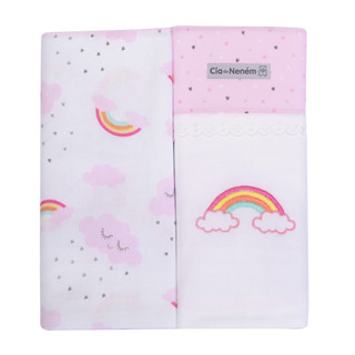 Kit Manta Cueiro Minasrey Cia Do Neném Rosa  02 Unidades Arco-Íris em Oferta na Shopee