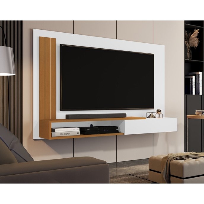Painel TV Smart até 50 Polegadas Math com porta e nicho - Cores - MJM Casa dos Moveis
