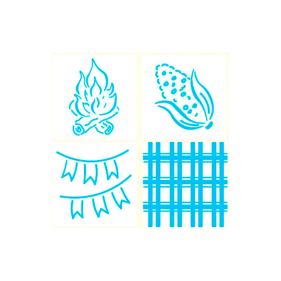 Mini Stencil - Junino - 4 unidades - BlueStar - Rizzo em Oferta na Shopee