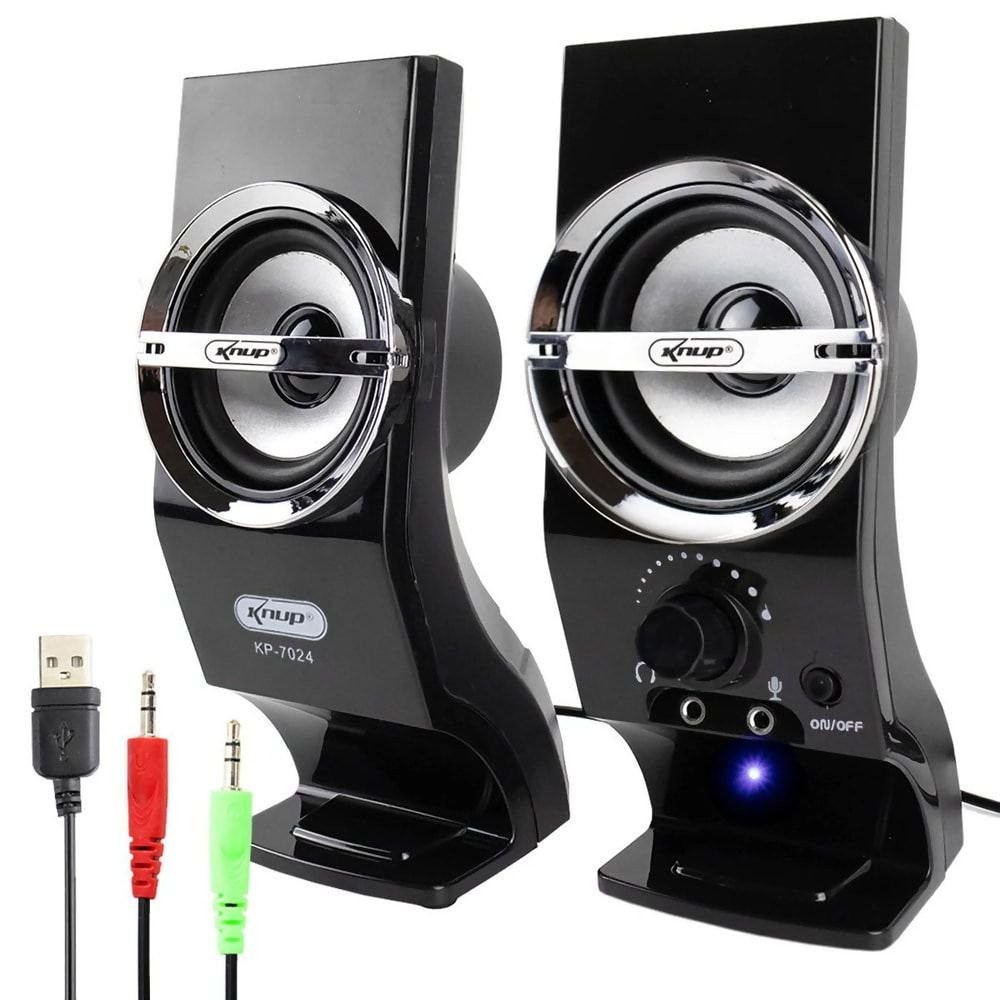 Caixa De Som Para Pc Notebook P2 Usb Entrada Fone Microfone Knup KP-7024 em Oferta na Shopee