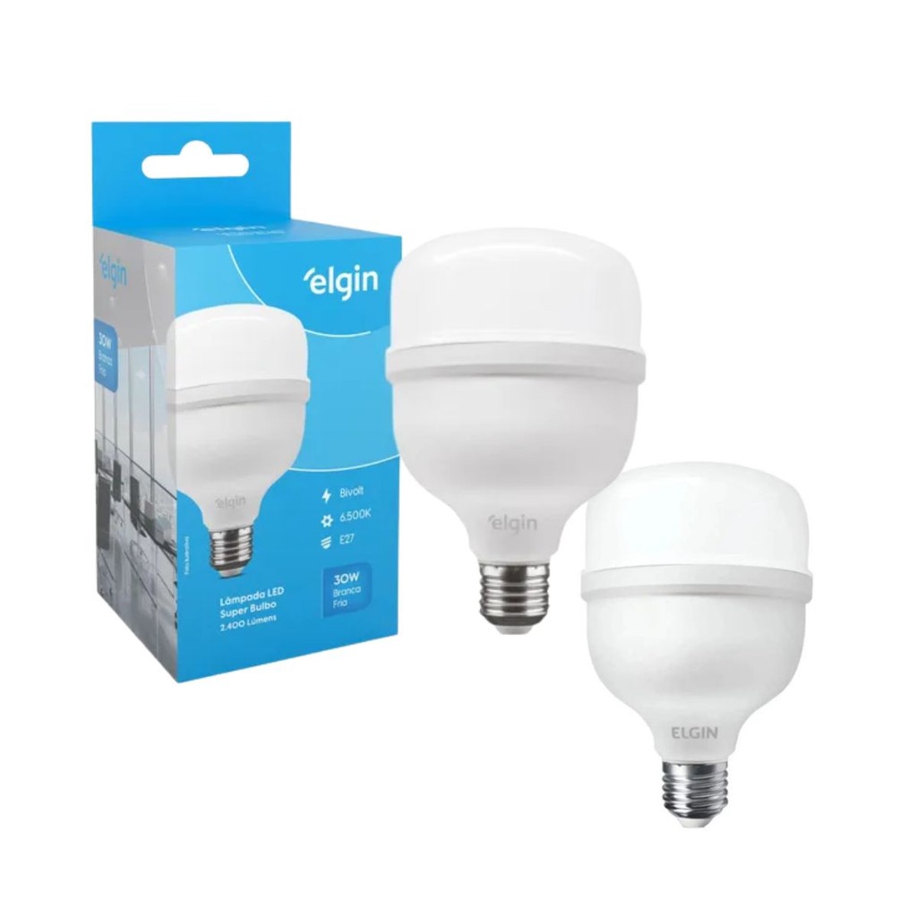 Kit 2 Lâmpadas Super Bulbo Branca E27 50W Led 6500K Bivolt Elgin - Home & Living