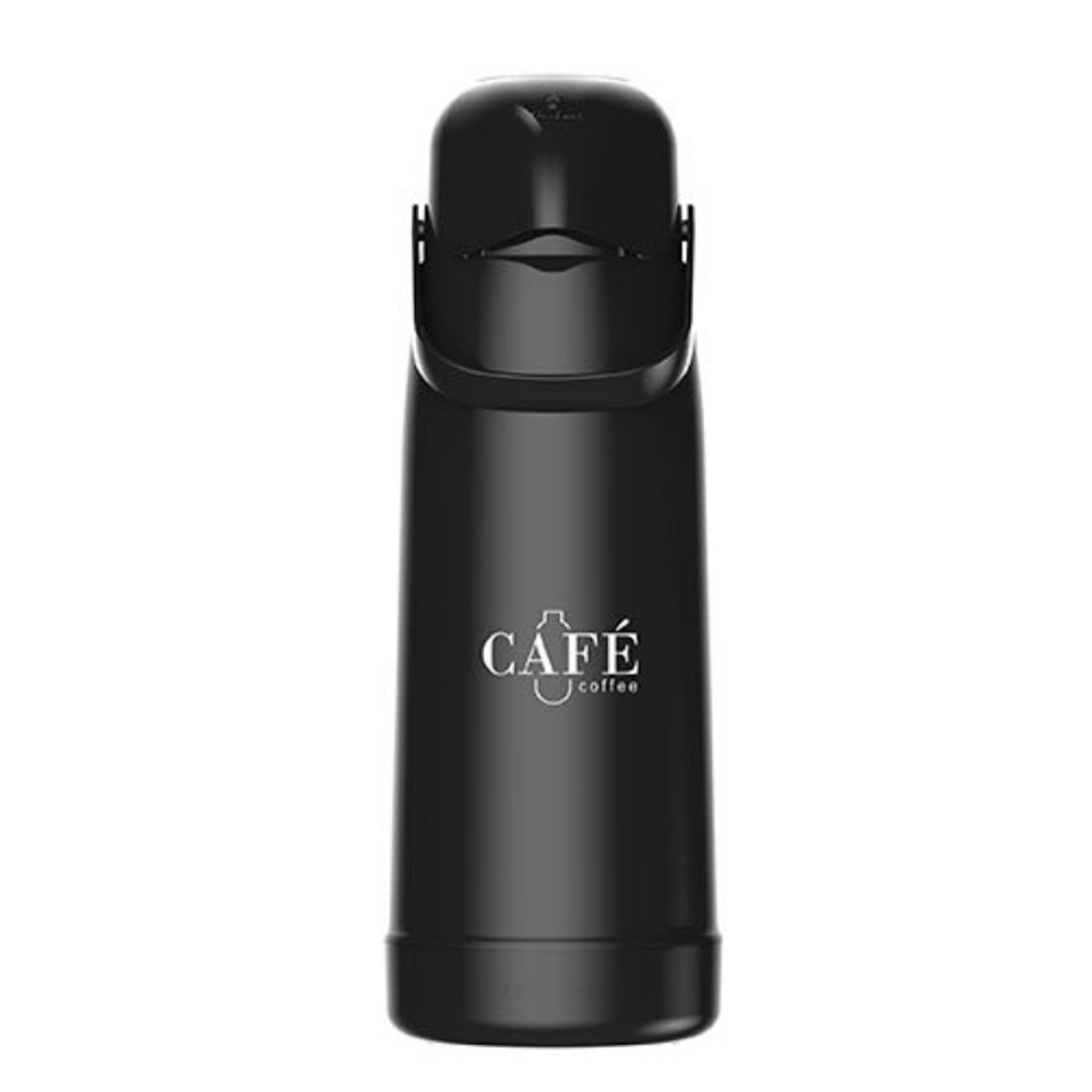 Imagem Garrafa Térmica Grande 1,8 Litros Cor Preta Magic Pump Decorada Escrito Café Termolar