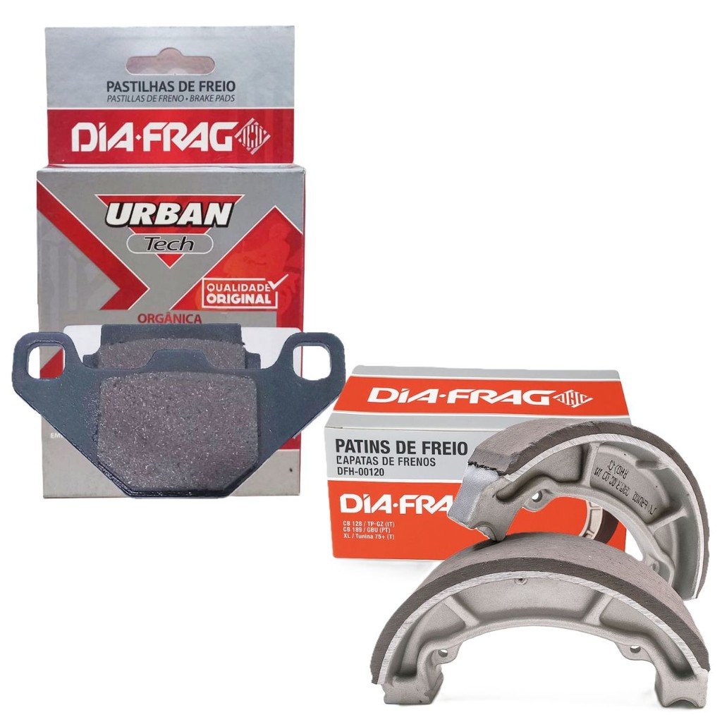 Kit Pastilhas e Lonas de Freio P/ Dafra Smart Joy 125 / Smart 125 Diafrag