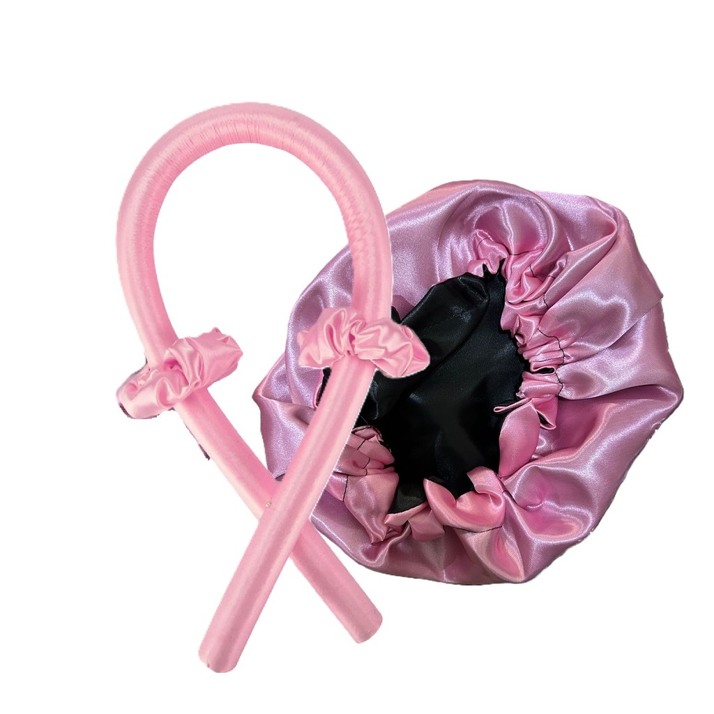 Kit Com Touca Cetim Dupla Face Com Regulador e  Modelador De Cachos em Oferta na Shopee