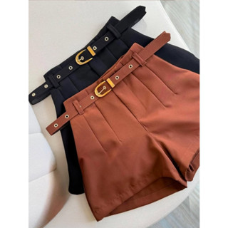 Short Alfaiataria Feminino Com Cinto fivela dourada em Oferta na Shopee