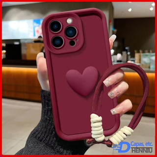 Luxo 3D Amor Coração Fosco Macio Cordão Corda Caso Para iPhone Air 17 16 15 14 13 12 11 Pro Max Proteção Completa em Oferta na Shopee