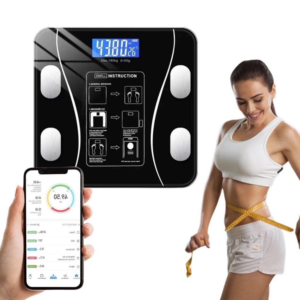 Balança Corporal Bioimpedância Profissional Bluetooth até 180kg