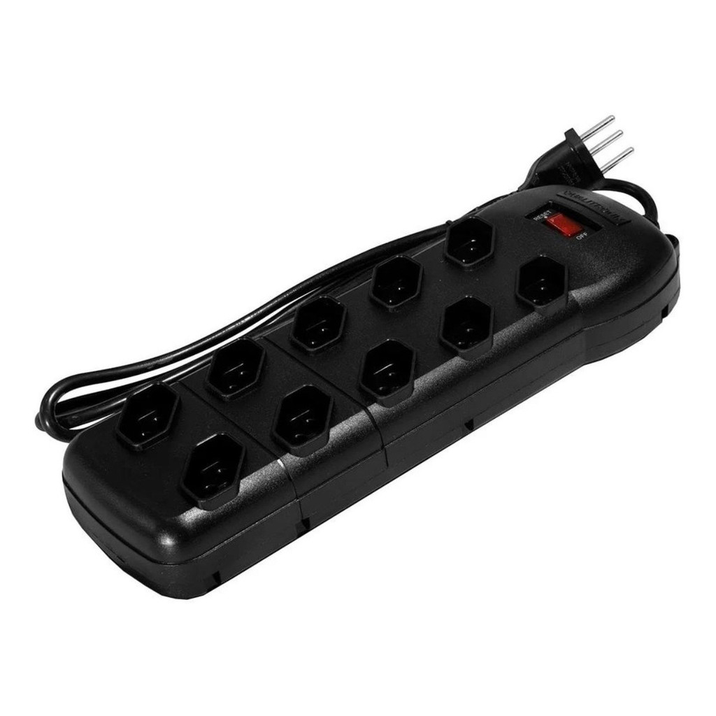 Extensão Filtro de Linha com 10 Tomadas com Circuit Break Cabo de 1,2 metros Qualitronix