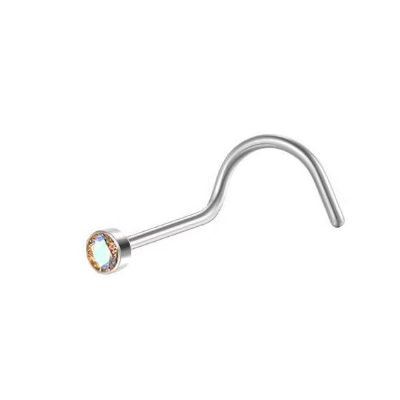 Piercing Nostril Pontinho Luz Furta-cor  Aço Cirúrgico Piercing de Nariz cor Prata em Oferta na Shopee