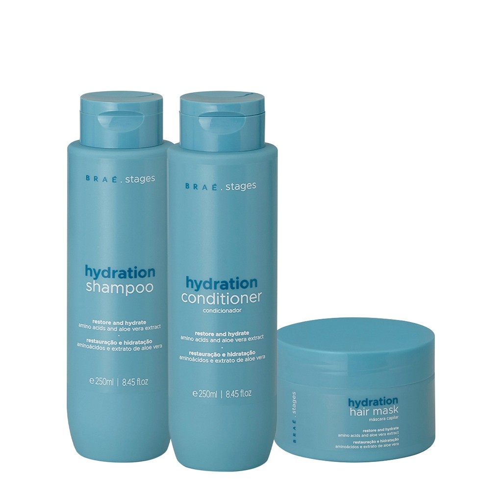 Kit Braé Stages Hydration Home Care (3 produtos) em Oferta na Shopee