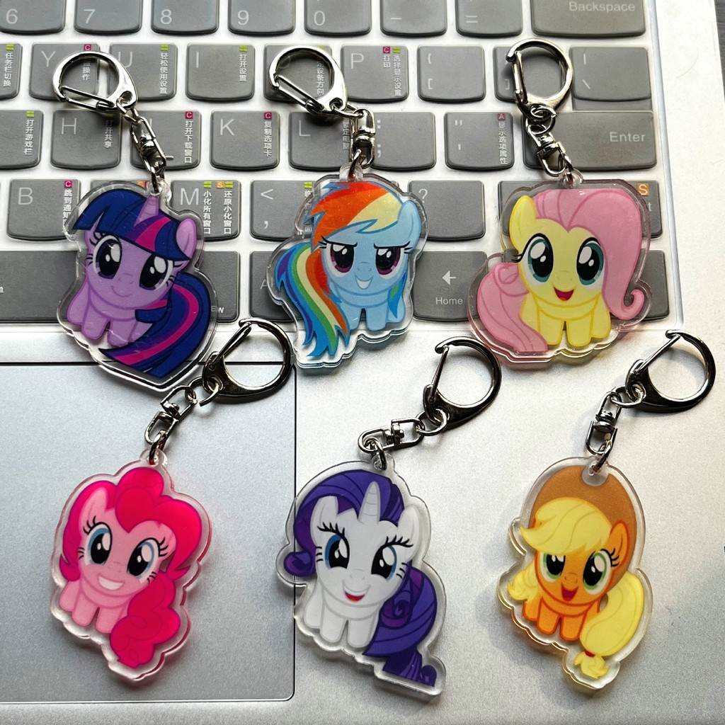 Anime My Little Pony Periféricos Chaveiro Pandent Dupla Face Acrílico Chaveiros Mochila Pingente Presente Para Crianças