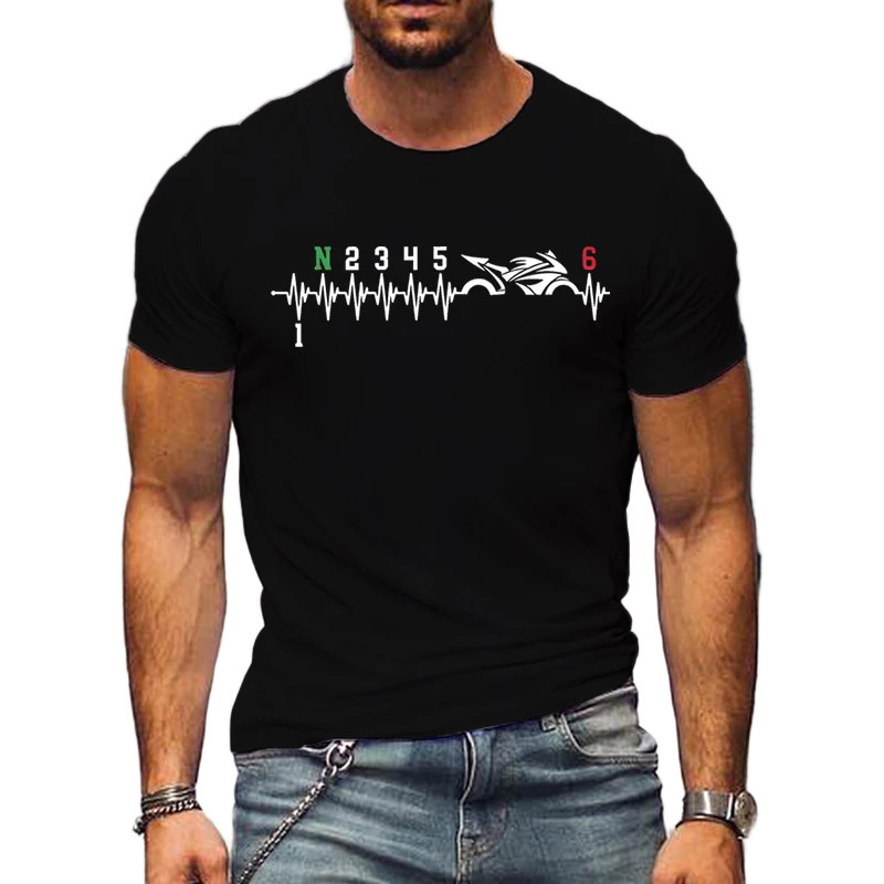 Camiseta Algodão Moto Batimento Cardíaco Marcha Blusa Camisa Premium em Oferta na Shopee