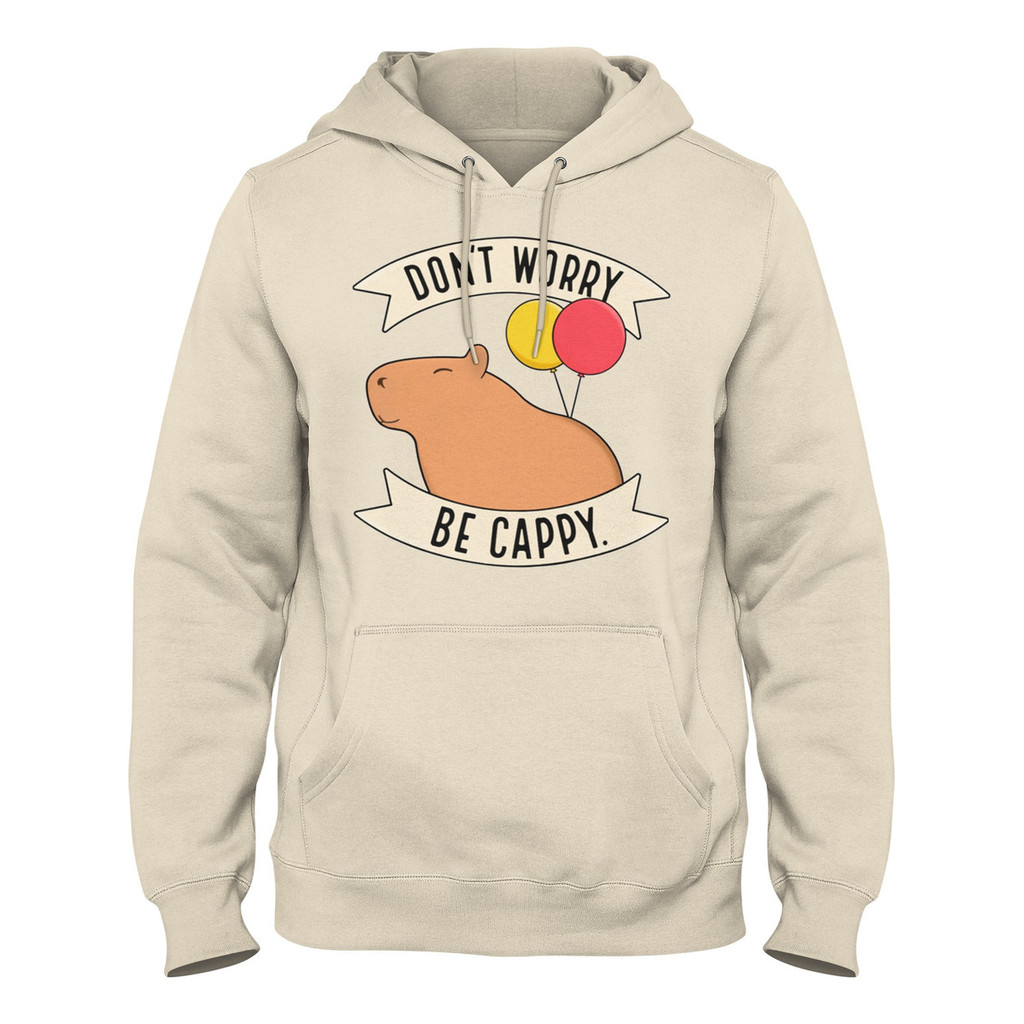 Blusa De Fri0 Moletom Capuz Engraçado Capivara Be Cappy Bege