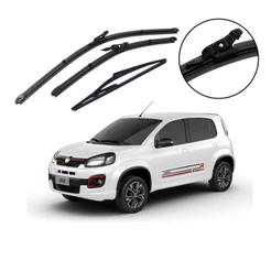 Kit 3 Palhetas Novo Uno Way 2015 2016 2017 2018 2019 2020 2021 2022 Parabrisa Dianteiro + Traseiro