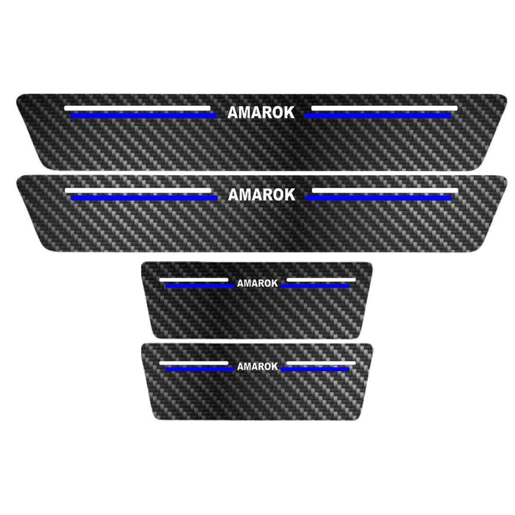 Kit Soleira Protetora Porta Premium Blue Carbono  -  Amarok