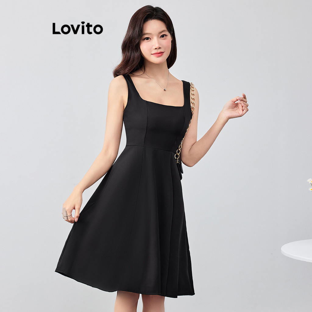 Detalhes do (Trendy) Lovito Vestido Elegante Vestido Básico De Verão Para Mulheres L116MD003