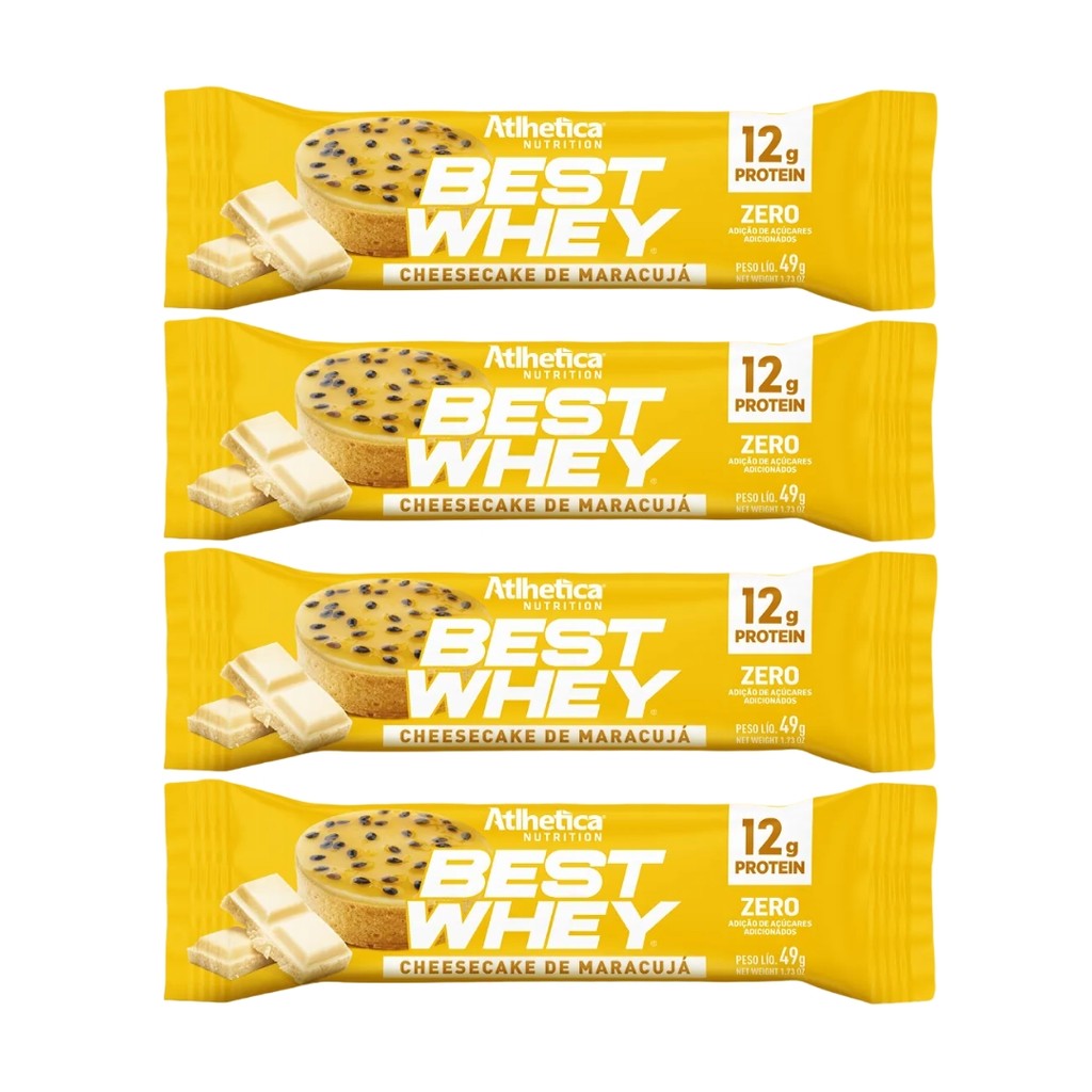 Kit 4 Best Whey 49g Cheesecake Maracujá Atlhetica 12g Prot