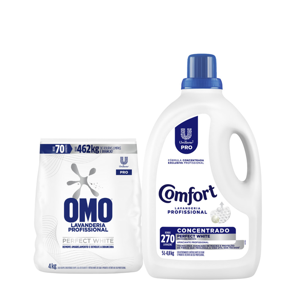 Kit Perfect White Lava Roupas Omo 4kg + Amaciante Comfort 5L - Home & Living