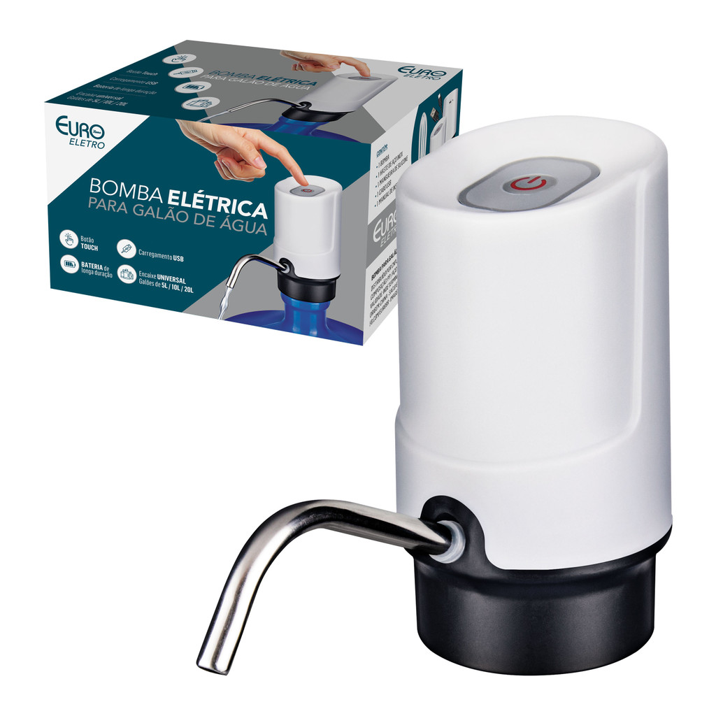 Bomba Elétrica Recarregável para Galão de Água 5L/10L/20L – USB Automática Silenciosa, Fácil de Usar