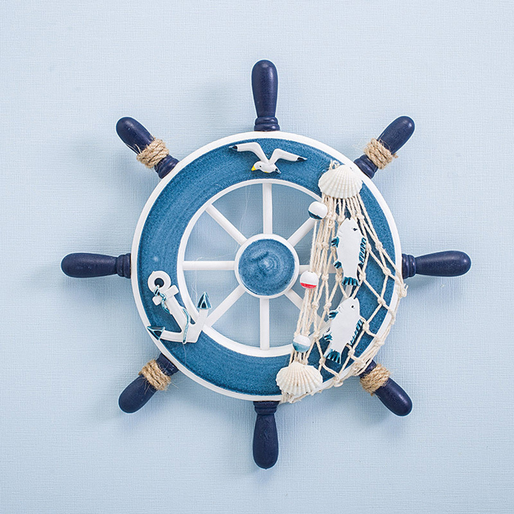 Ornamento De Leme De Direção De Barco Náutico , Decoração De Parede Madeira Para Porta De Banheiro , Suspensão