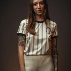Camisa Corinthians Retrô CP Dry Listrada Feminina Oficial