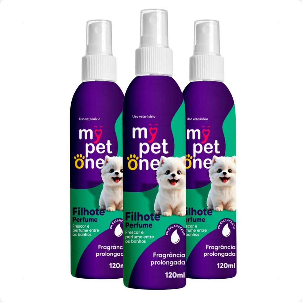 Kit 3 Perfume Colônia Filhote 120 Ml Cheirinho De Banho - MyPetOne
