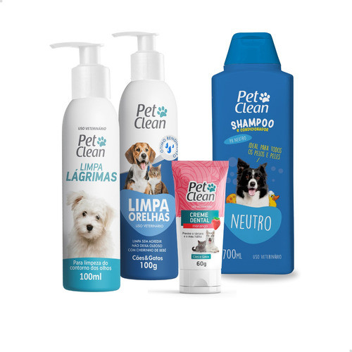 Combo Pet Shampoo Limpa Lágrima E Orelhas Creme Dental Cães