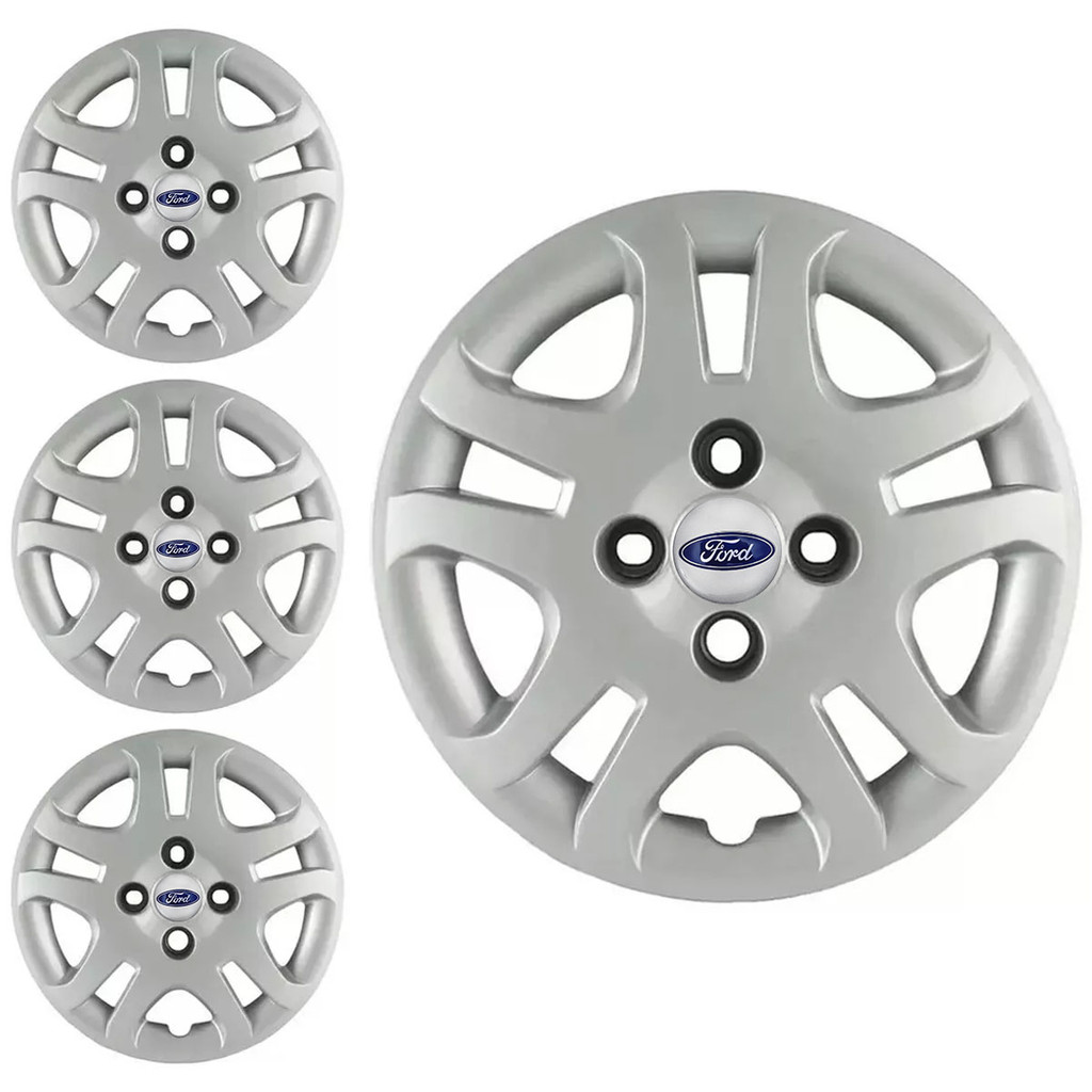 Jogo 4 Calota Aro 14 Ford Fiesta Sedan 2011 2012 2013 Prata