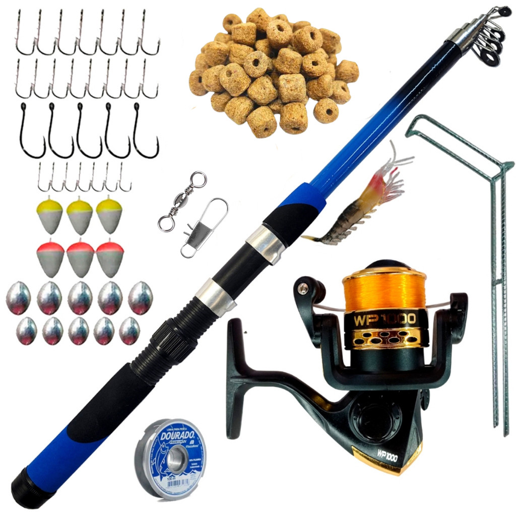 Kit de Pesca Vara + Molinete e Acessorios Completo