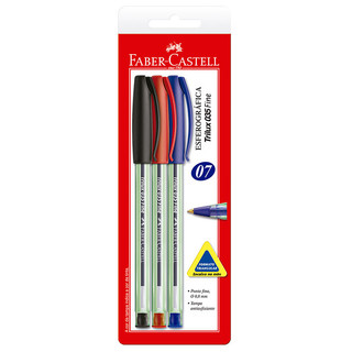 Caneta esferográfica Trilux azul/preto/vermelho 3 unid SM/TRIPF Faber-Castell em Oferta na Shopee