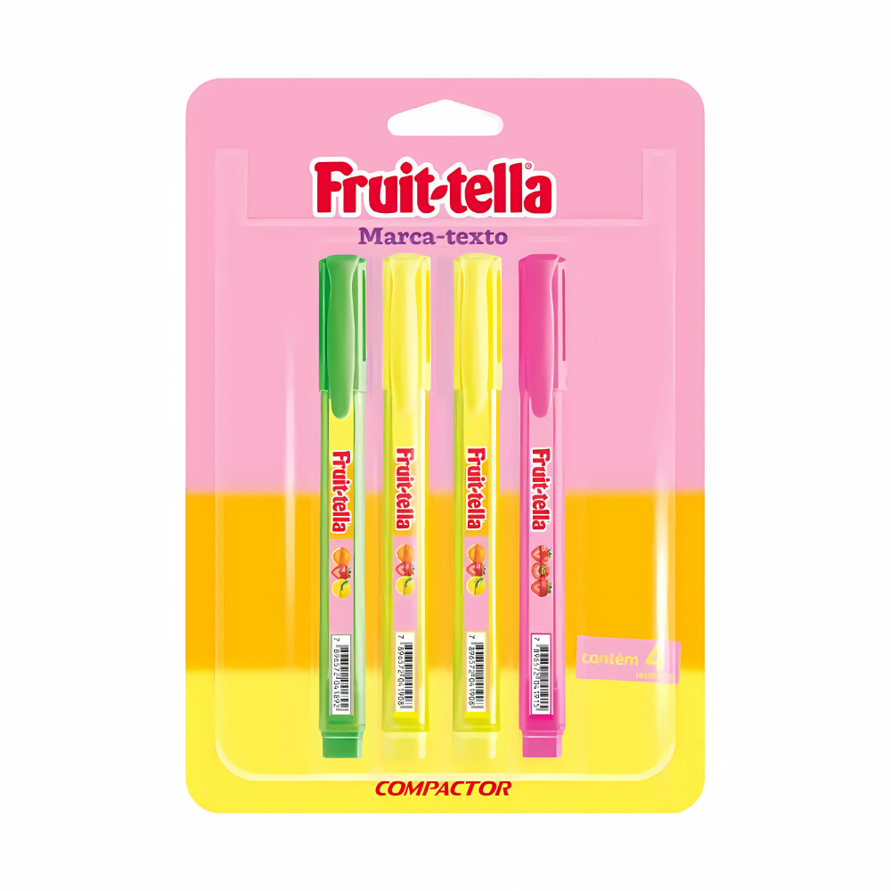 Marca Texto Fruit-Tella Compactor Tons Pastéis Com Cheirinho 4un