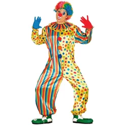 Fantasia Adulta Masculina Carnaval e Halloween Roupa de Palhaço de Circo Longa Colorida Profissional
