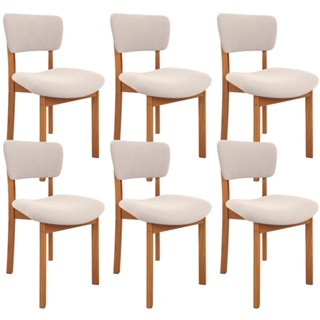 Kit 06 Cadeiras Para Sala de Jantar Cozinha Living Estofada Dara L02 Suede Bege - Lyam Decor em Oferta na Shopee