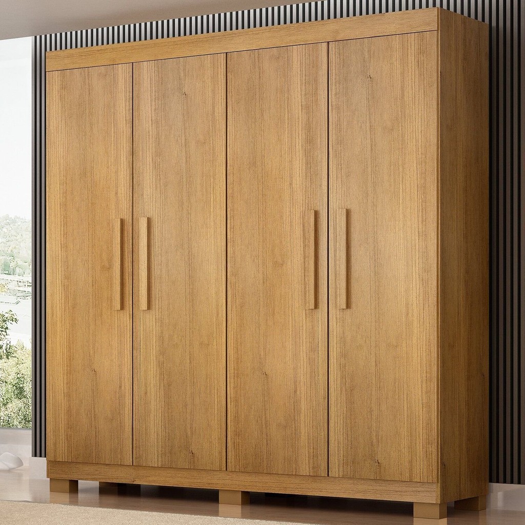 Guarda Roupa Casal 4 Portas 2 Gavetas 100% Mdf Jandaia Cinamomo em Oferta na Shopee