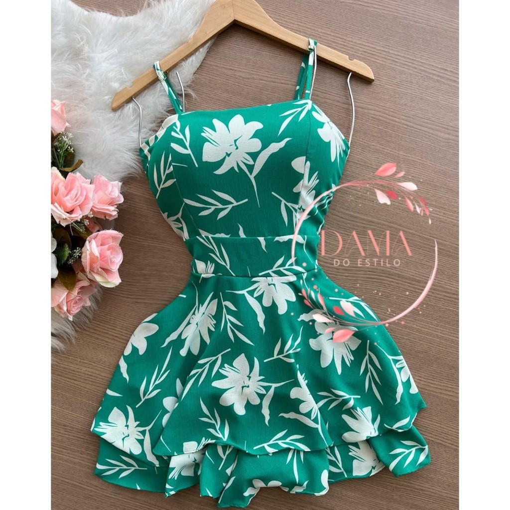 Vestido Feminino Macaquinho com forro possui bojo lastex nas costas , não acompanha cinto em Oferta na Shopee