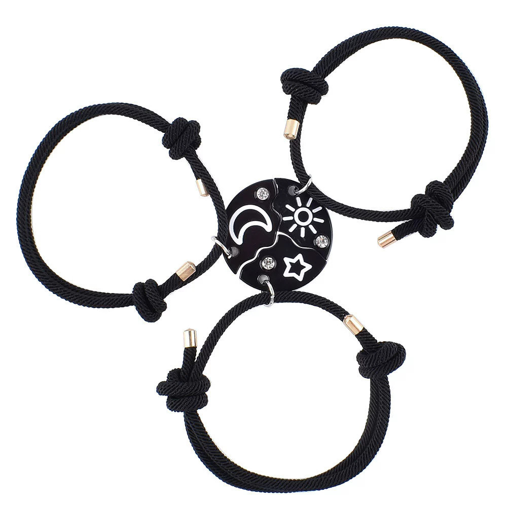 3 Pçs Sol Estrela Lua Pulseira Em Forma Redonda , Linda Da Amizade Conjunto De Jóias Tecidas À Mão Para Amigos 2025 em Oferta na Shopee