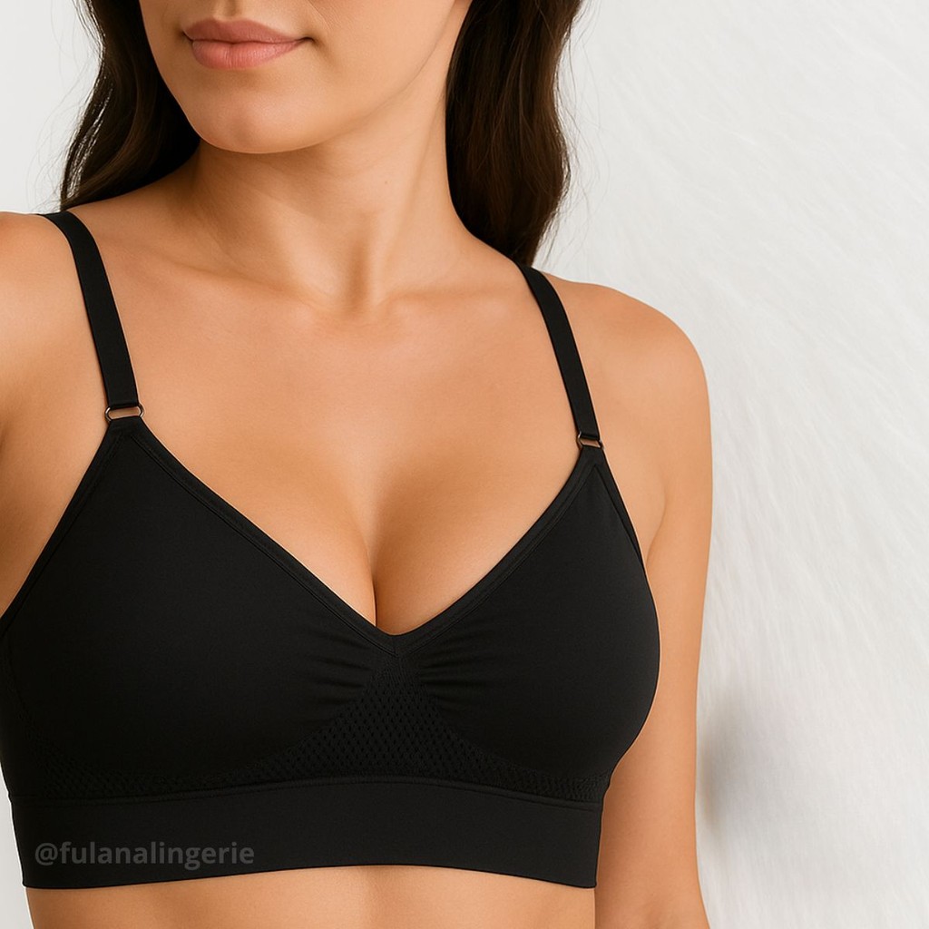 Sutiã de Alcinha Preto com Bojo Removível Poliamida Confortável - Sutia Import em Oferta na Shopee