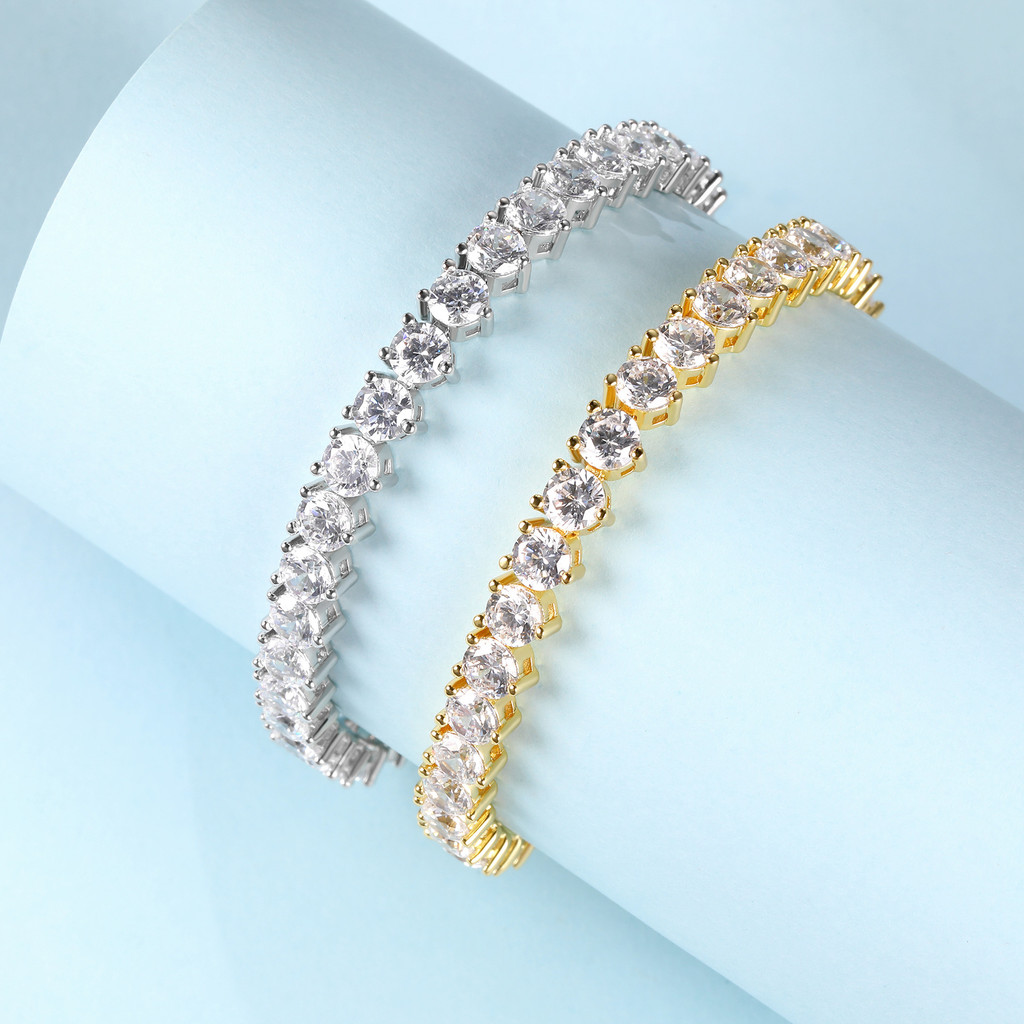 Pulseira com fivela de personagem de tênis com zircônia incrustada de cobre de 3 garras 3mm4mm — imagem 2 de 2