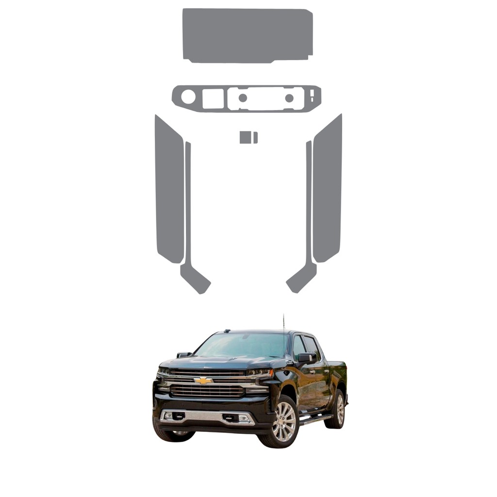 Película PPF Proteção Kit Console Central Console Ar Multimídia Chevrolet Silverado 2023 2024 2025 Anti Risco
