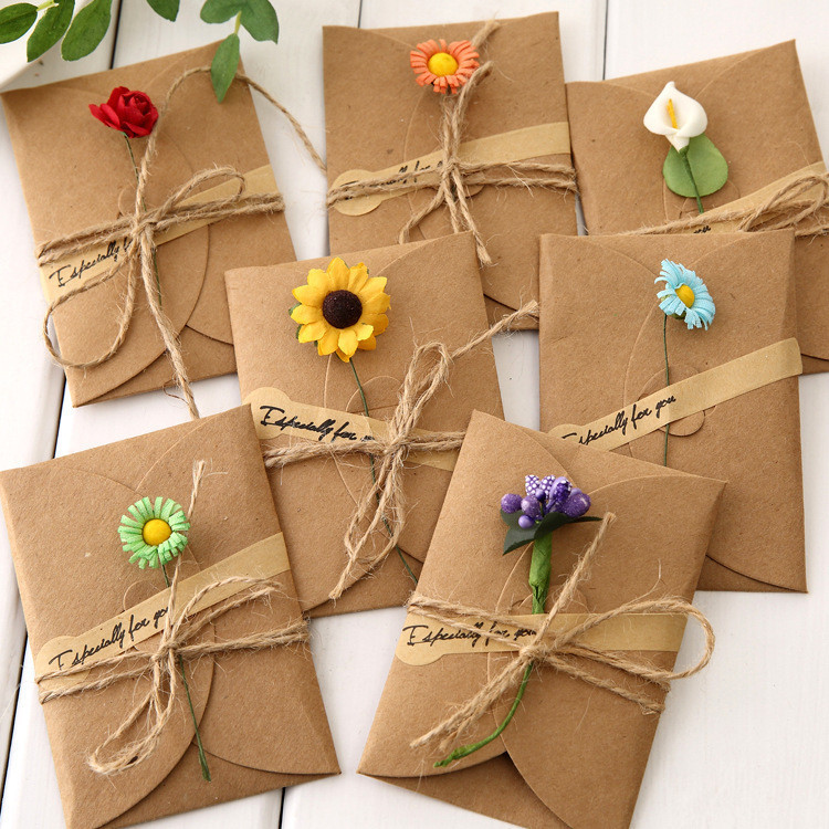 20 Pçs Mini Envelopes De Flores Com Cartão De Papel Vintage DIY Kawaii Festa De Natal Feriado Cartões Postais De Convite