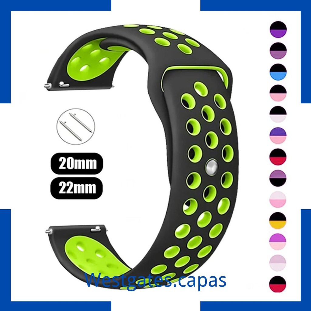 Pulseira silicone furos compativel com Galaxy Watch 4567/Active 2 Gear S2/S3/ Huawei GT 2/3/4 / Amazfit GTS 2 3 4 Mini em Oferta na Shopee