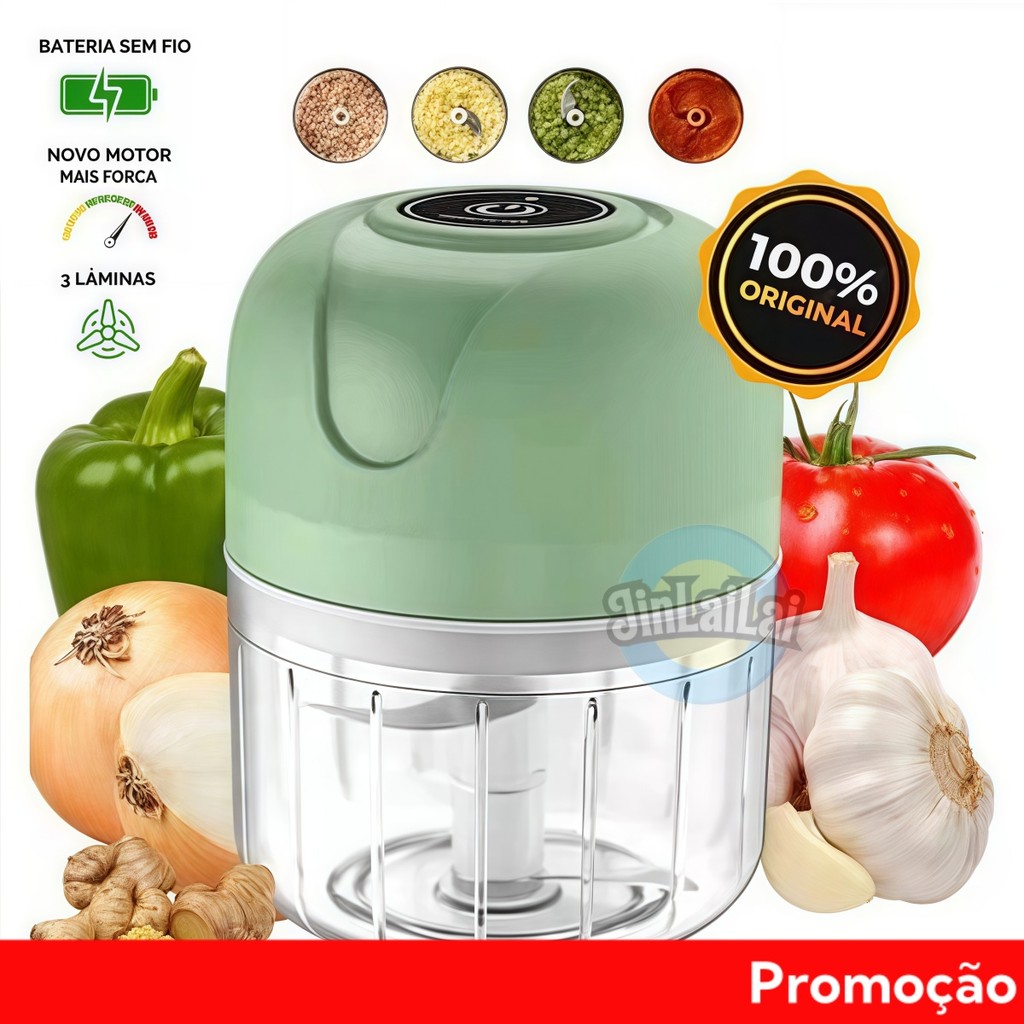 Mini Processador Triturador Sem Fio Elétrico 250ML De Alimentos Para Legumes Alho Gengibre