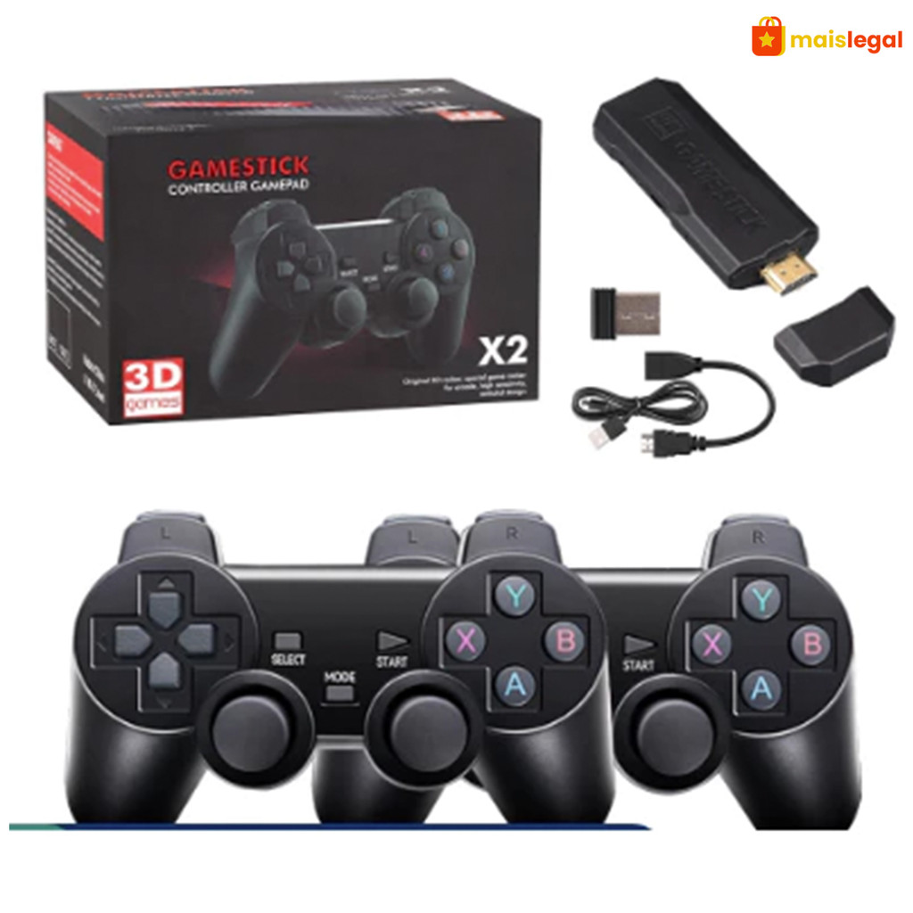 Video Game Stick 2 - Console 4K GD10 capacidade de 64GB 37000 jogos e dois controles Jogos retro para PSP PS1 e GBA