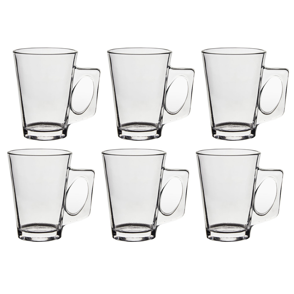 Jogo 6 Canecas de Vidro Casual 185ml Café Chá