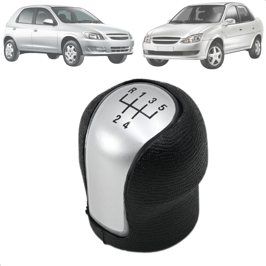 Bola de Câmbio Manopla Corsa Classic 2011 a 2016 Celta 2013 a 2016 Preto com Lente Prata 5 Marchas