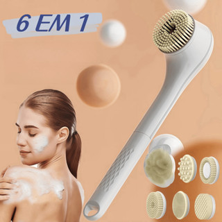 Escova Elétrica Recarregável 6 em 1 - Esfoliante Massageadora e de Limpeza para Banho Caracterís em Oferta na Shopee