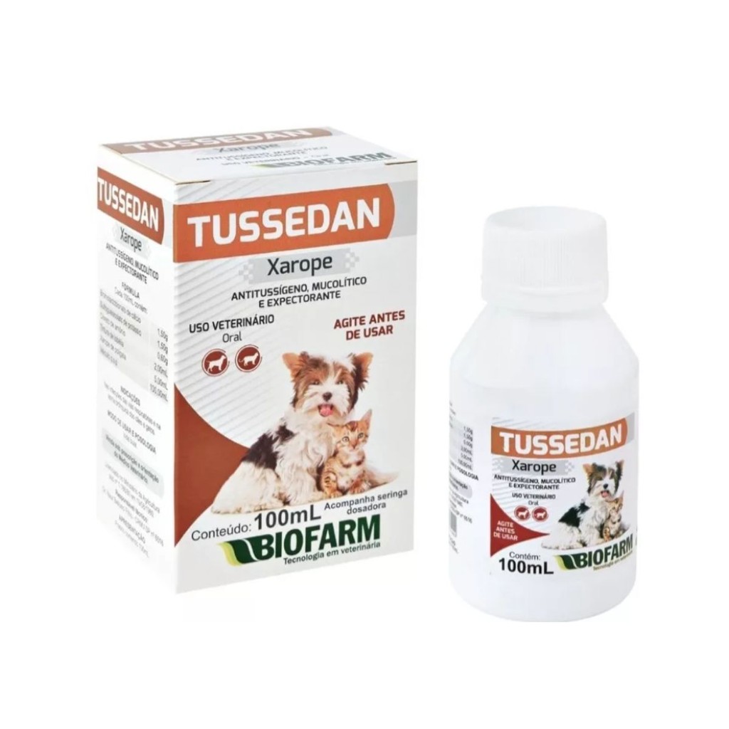 Tussedan Xarope Para tosse de Cães e Gatos 100ml Biofarm em Oferta na Shopee