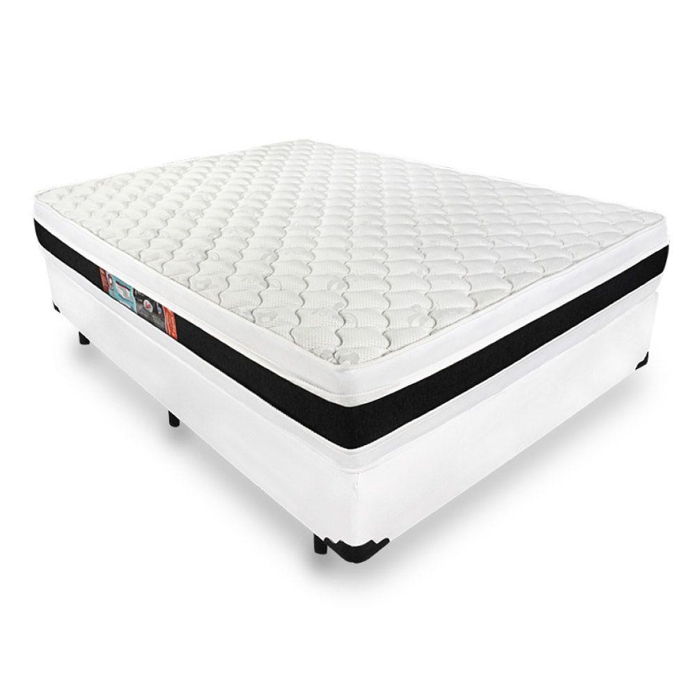 Cama Box Casal + Colchão De Espuma D45 - Castor - Black White Double Face - 138x188x62cm - Home & Living