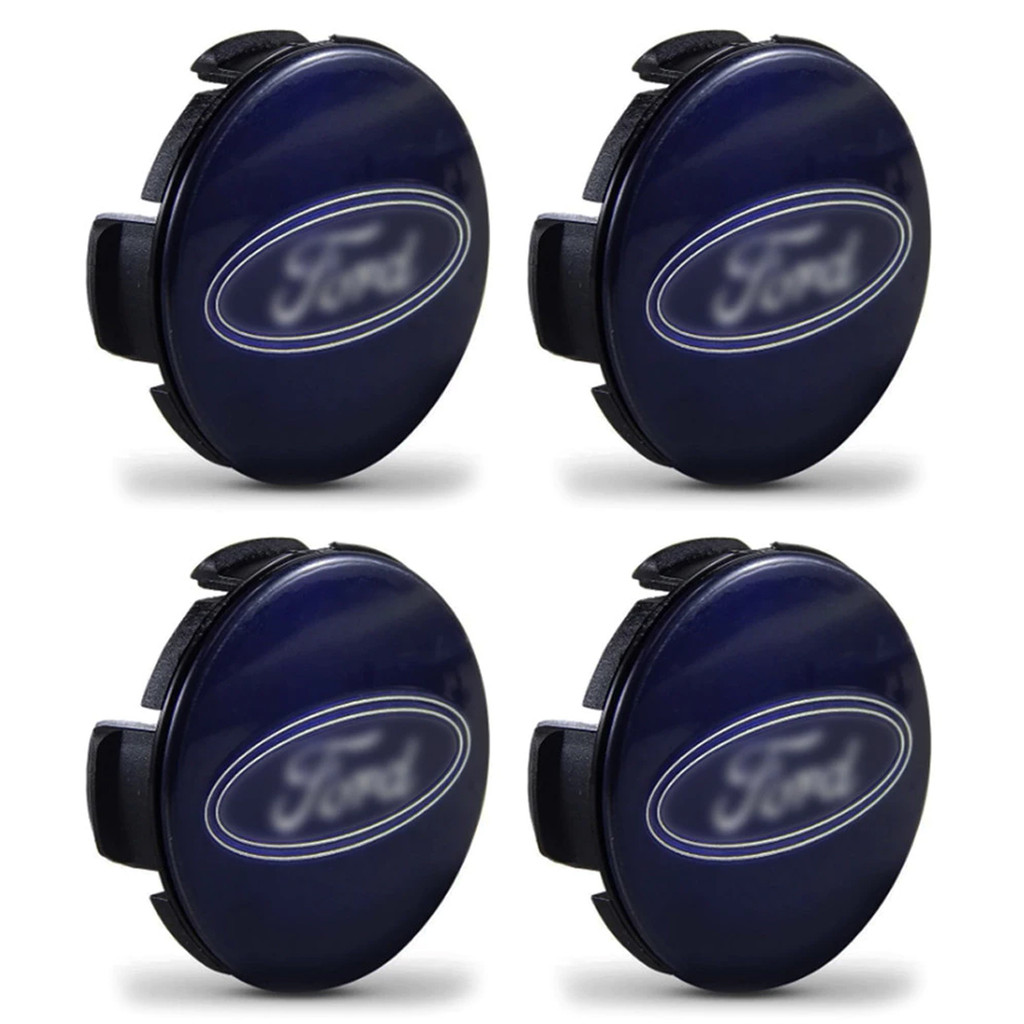 Kit 4 Calota Calotinha Centro Tampa Roda Ford New Fiesta Focus Ka Ecosport 55mm Azul